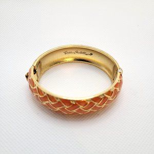 Signed Lilly Pulitzer Bangle Orange And Gold Tone 3/4 Inch Decorated Width